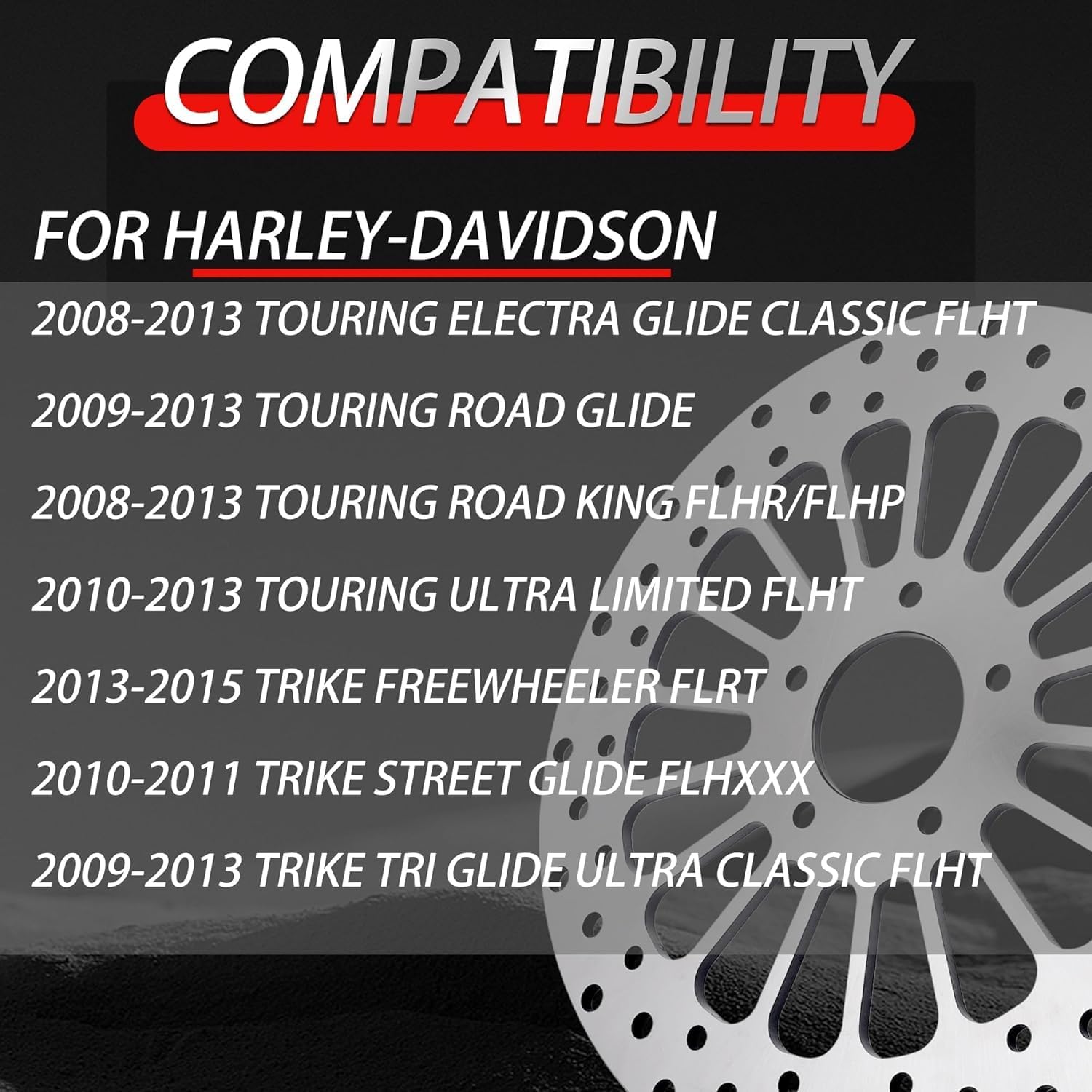 Brake Rotor Front Disc 11.8'' Compatible with Harley Davidson Touring Road King, Street Glide, Road Glide, Ultra Limited, Trike Freewheeler Street Glide 2008-2015, 420 Stainless Steel Rotor