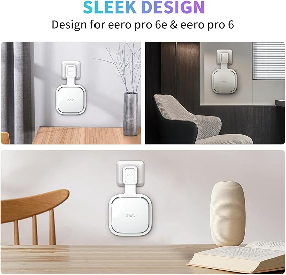 4Pack Wall Mount Holder for eero Pro 6e/Pro 6 Mesh Wi-Fi System,Outlet Wall Mount Stand Bracket for eero Pro 6e tri-Band Mesh,Wall Bracket for eero Pro 6 Extender Router Wire Organizer