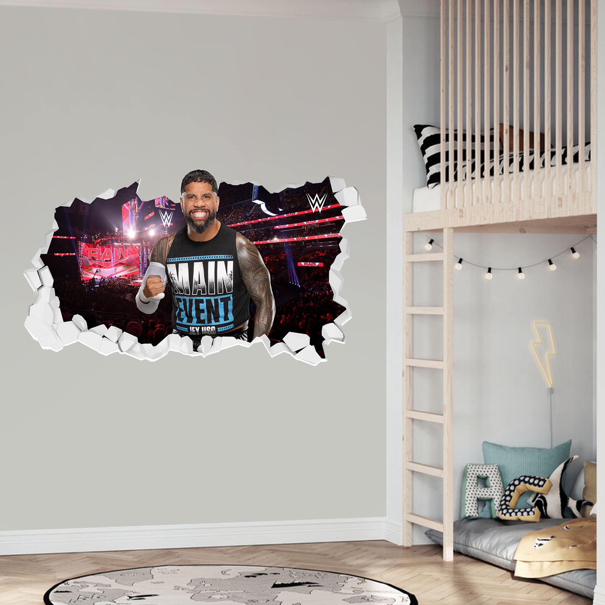 WWE Wall Sticker - Jey USO Broken Wall (90cm Width x 50cm Height)