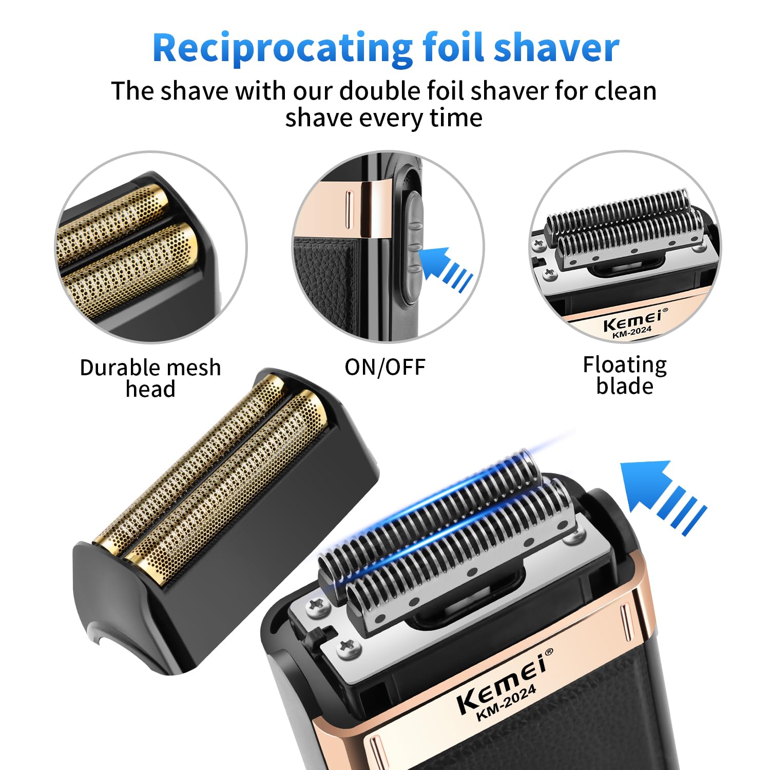 KEMEI Cortapelos profesional para hombres, inalámbrico completo de peluquería con cuchilla en T, recortadora de pelo y barba, kit completo de corte de pelo eléctrico con 9 guías, recargable por USB
