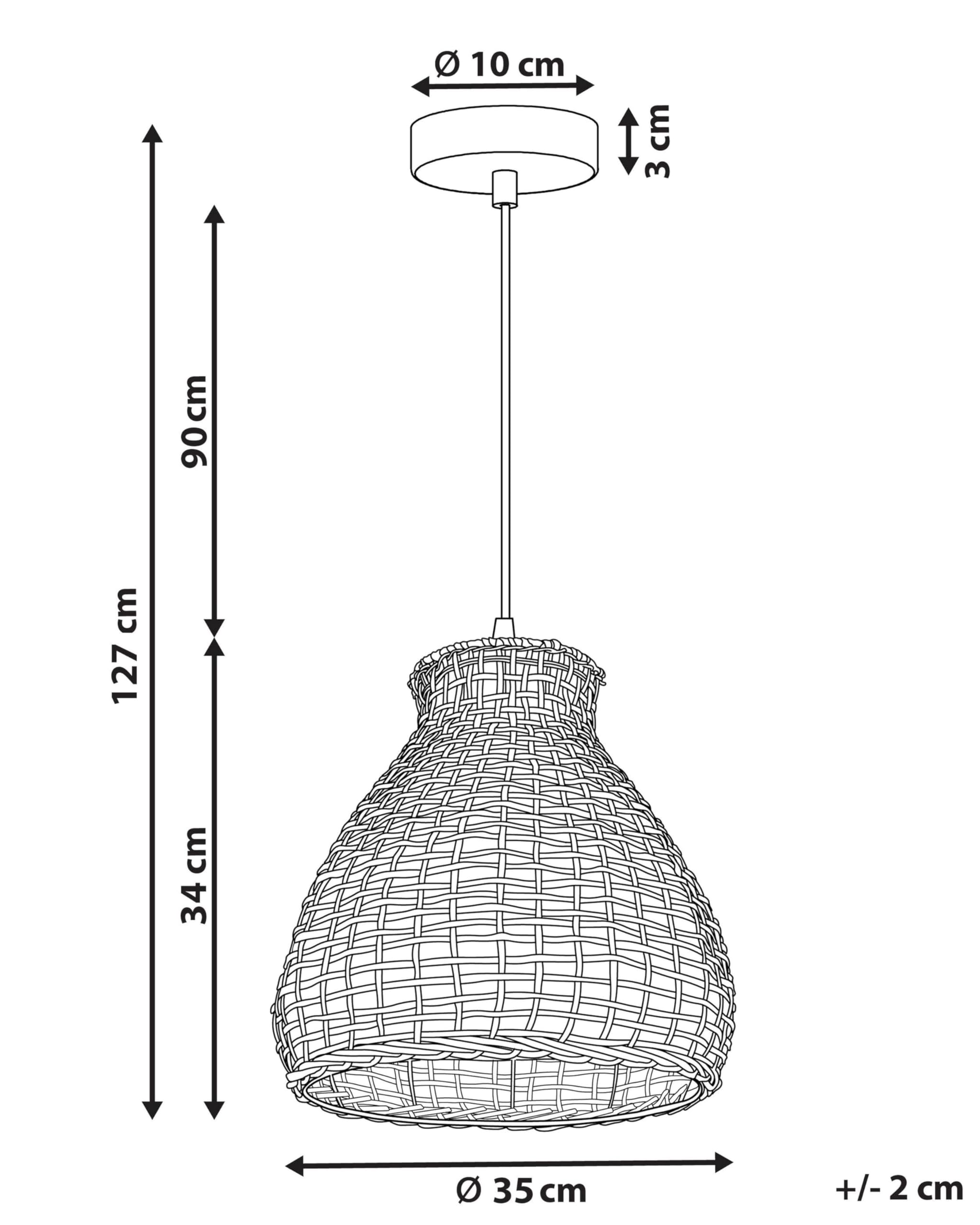Boho Pendelleuchte mit Schirm aus Rattan Hängelampe natürlich 127 cm Sakeni