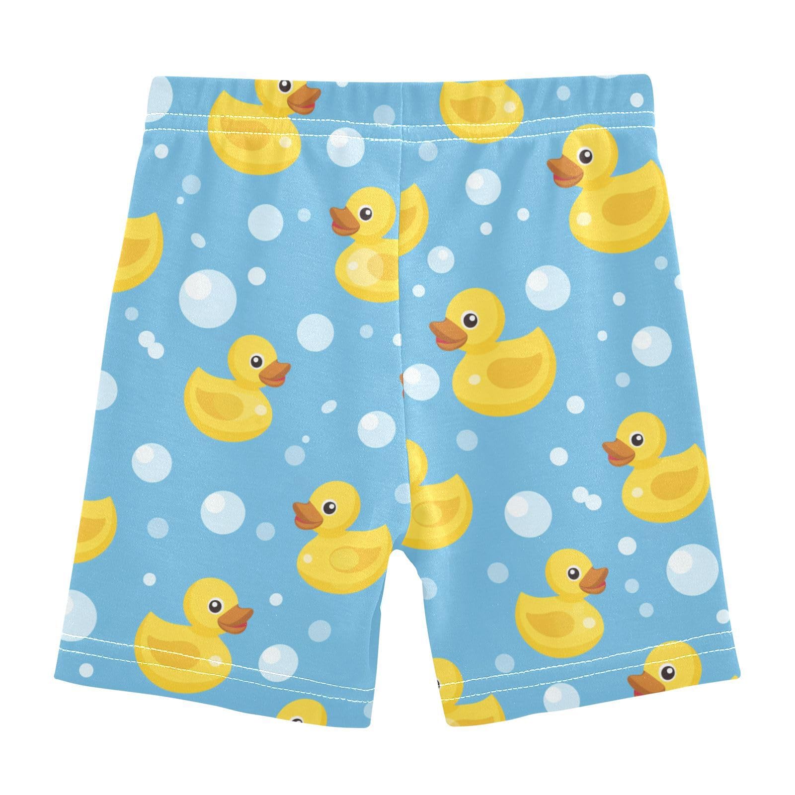 Yellow Rubber Ducks Girls Bike Shorts Toddler Soft Cotton Cartwheel Under Dress Dance Shorts