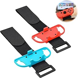 VBK 2 Pack Bracelets pour Dance, Sangle de Poignet Réglable Compatible avec Just Dance 2025 2024 2023 2022 2021 et Zumba, Bandes Brassard Élastique Réglable Adapté Adultes et Enfants, Rouge et Bleu