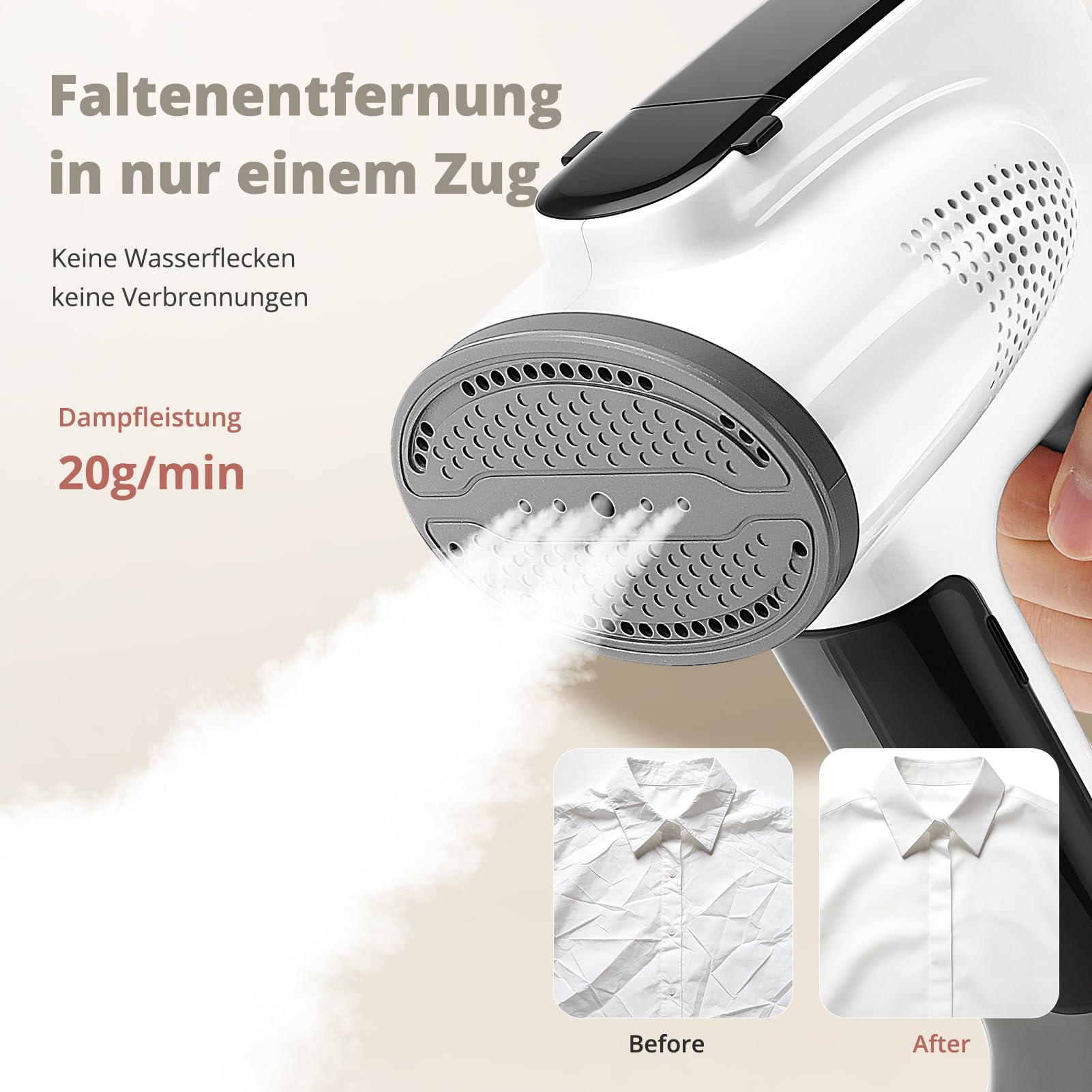 Plancha de vapor Steamer con función de succión, 3000 Pa de potencia de succión, gran depósito de agua extraíble, plancha de viaje portátil con función de vapor, 3 modos, potencia de vapor 20 g/min