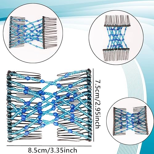 Miniatura 3 de 4 pinzas elásticas mágicas para el cabello, pinzas elásticas para el cabello, doble peine para mujeres y niñas, peinado vintage, accesorios