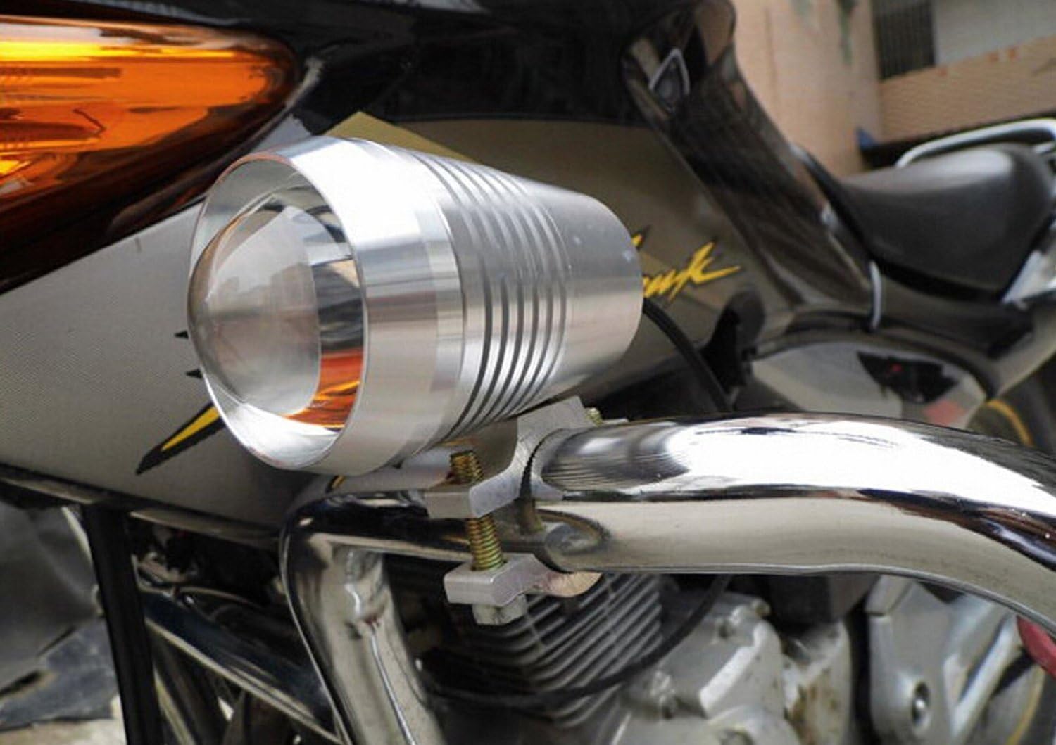 wecade® Motorcycle Spot Work Driving Fog LED Headlight Bulb Waterproof 1200lm 12v-60v Fit for Yamaha,for Kawasaki, for Suzuki, for Dirt Bikes, for Atv, for UTV Cruisers Etc (Chrome)