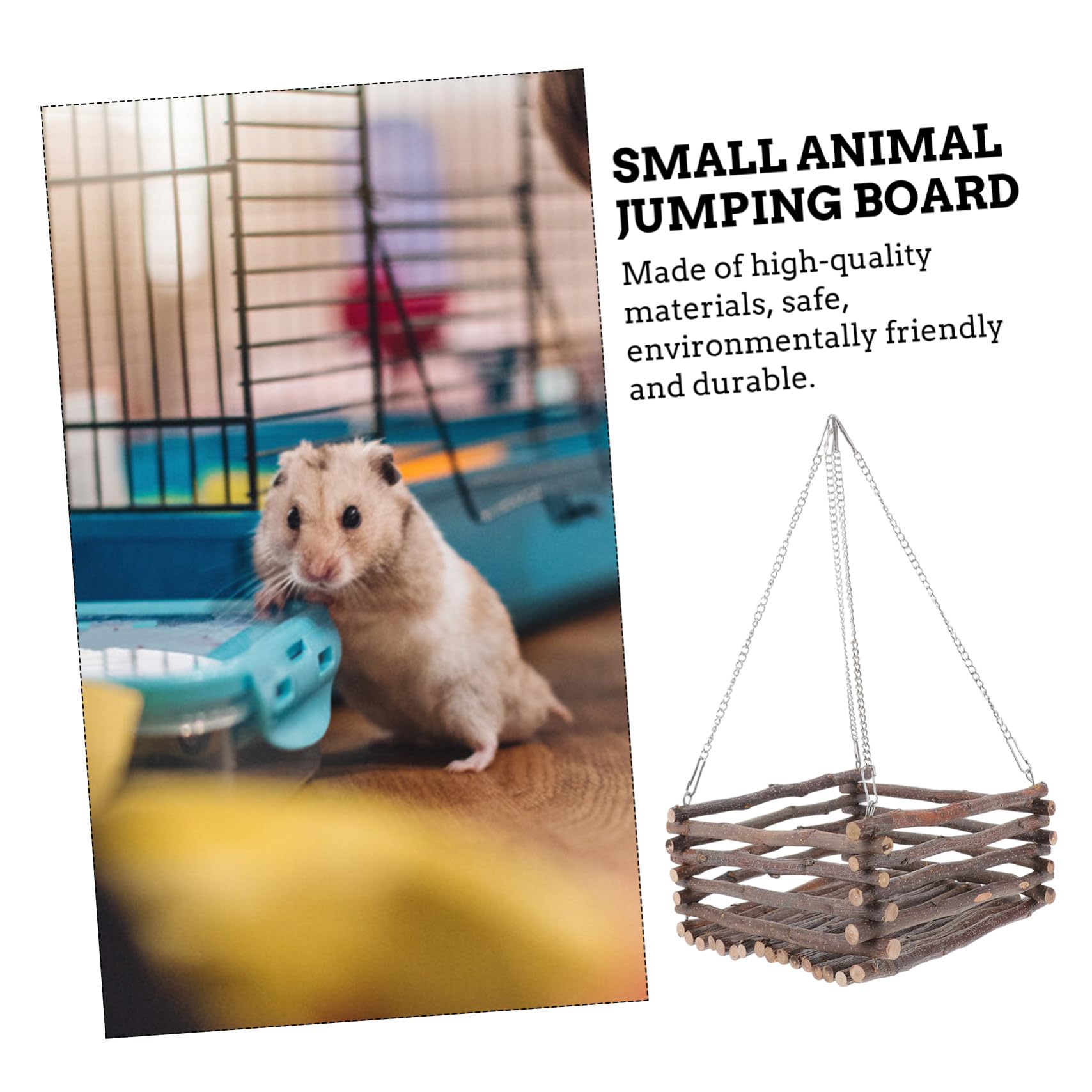 Gatuida Hamster Hängematte Und Holzschaukel Mit Eisenketten Atmungsaktives Hängebett Aus Naturholz Für Käfig Haustierbedarf Für Hamster Und Chinchillas Kleines Nager Spielzeug