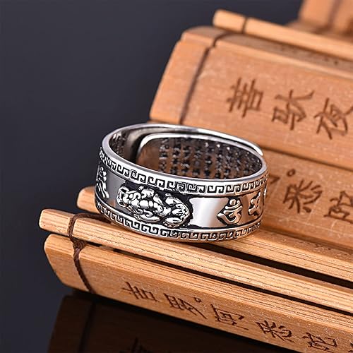 Vista 4 de Anillo Feng Shui Pixiu Mantra Para - Anillo Ajustable Pixiu Mantra De La Suerte