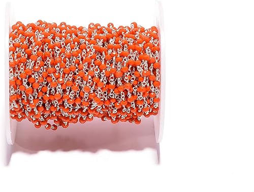 Miniatura 5 de BEADS HUB Cuentas de calcedonia multicolor de 1 a 10 pies, cuentas facetadas de 0.157 x 0.118 in, cadena de rosario envuelta en alambre chapado en