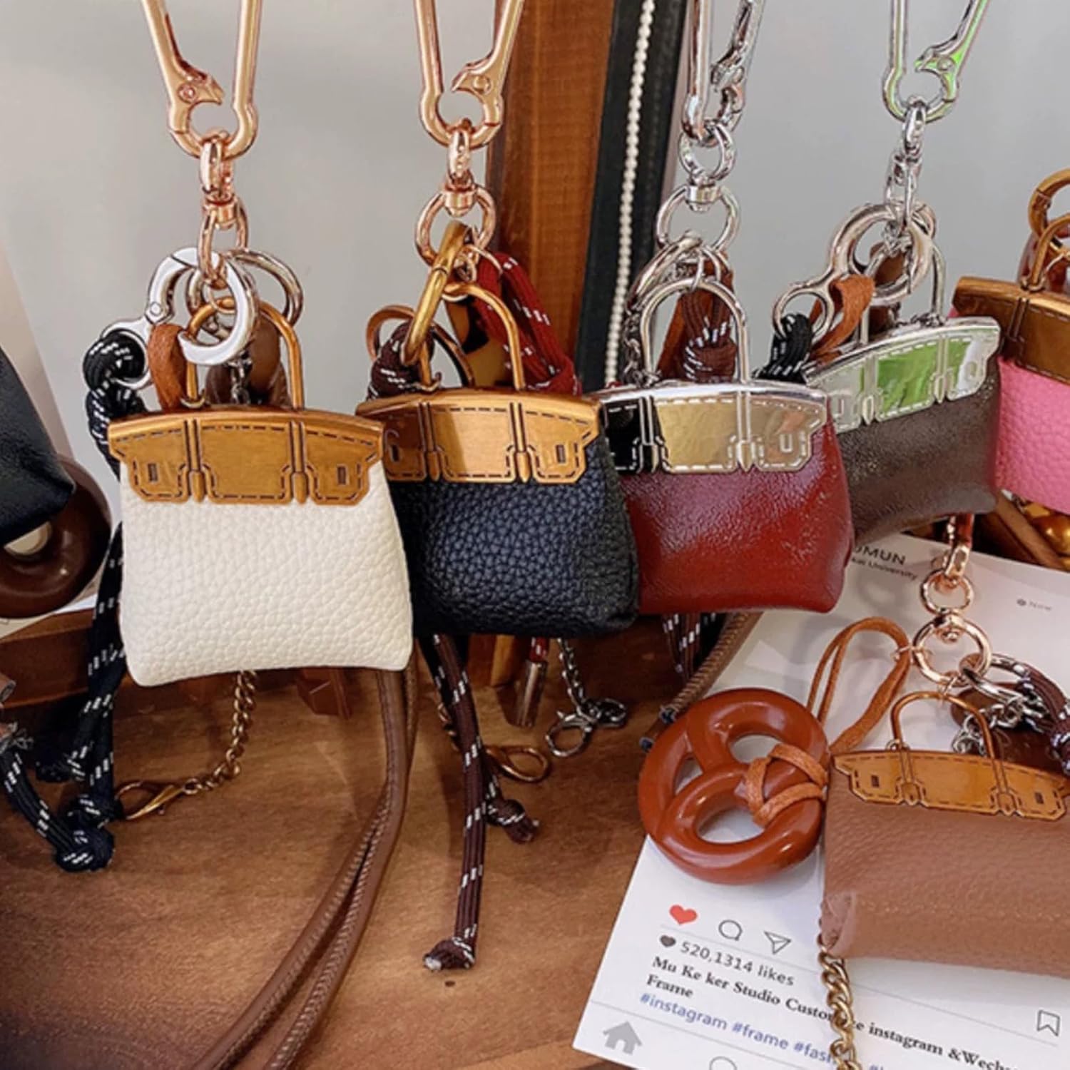 Bag Charms Designer Leather Bag Purse Charms Cute Rope Keychains Y2k Backpack Handbag Accessories - Image 6