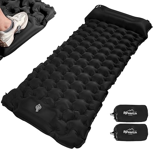 Powerlix Almohadilla de dormir  Almohadilla de espuma autoinflable  Colchón ultrático aislado de 3 pulgadas para campamento, mochileros, senderismo,