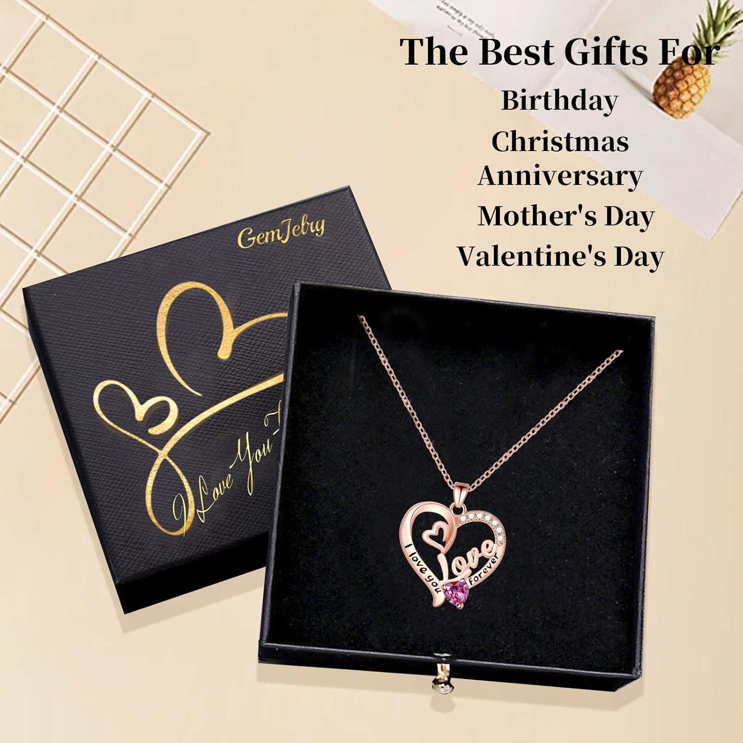 Mothers Necklace Gifts for Mom from Daughter Son, I Love You Mom Necklace Heart Pendant Rhinestone Jewelry with Box Birthday Mothers Day Gifts for Women - Image 4