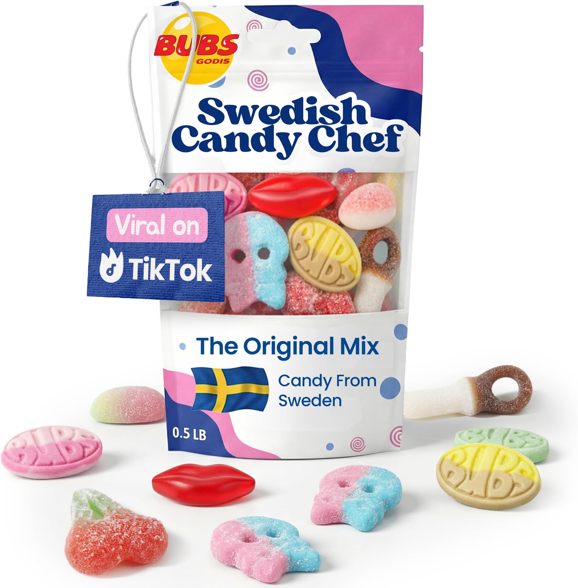 Bubs Swedish Candy Mix – Sweet & Sour Gummies – Big Ovals, Skulls & More – 1/2 Pound Assorted Scandinavian Treats Imported from Sweden