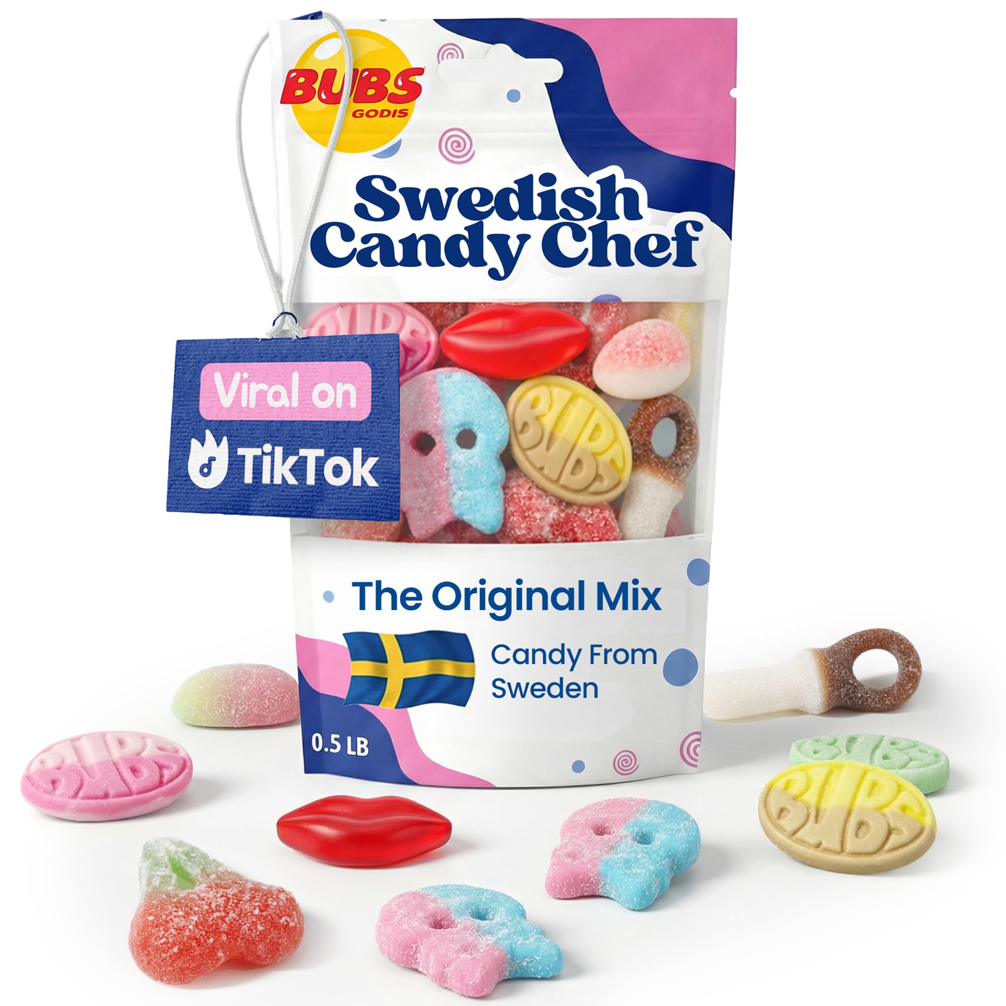 Swedish Candy Chef - Bubs Swedish Candy Mix – Sweet & Sour Gummies – Big Ovals, Skulls & More – 1/2 Pound Assorted Scandinavian Treats Imported from