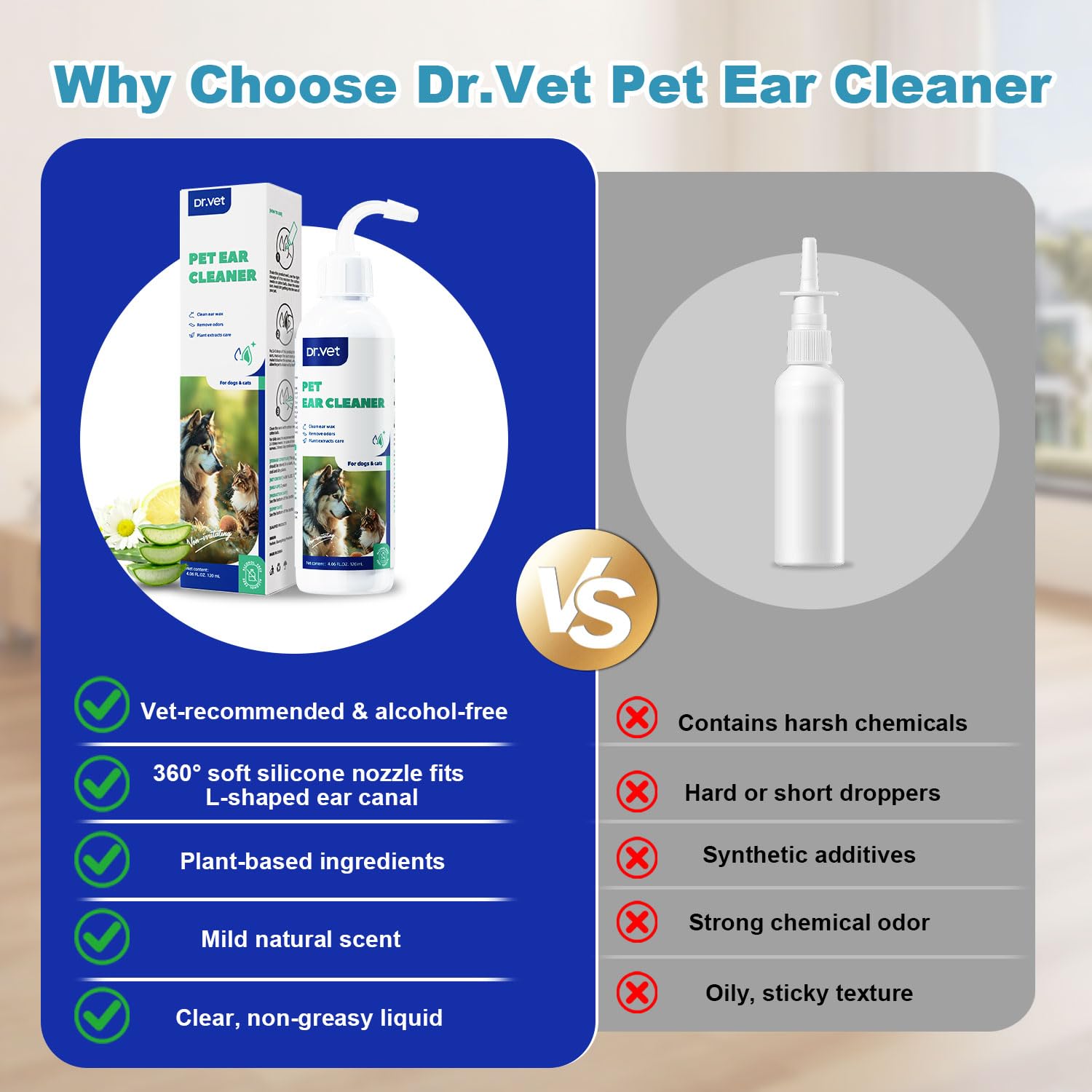 Dog Ear Cleaner Solution– Soft Nozzle Ear Treatment for Dogs & Cats, Gently Remove Dog Ear Wax & Debris, Soothe Ear Itching & inflammation, Odor Pet Ear Wash with Aloe Vera & Persimmon – 4.06 fl oz - image 6