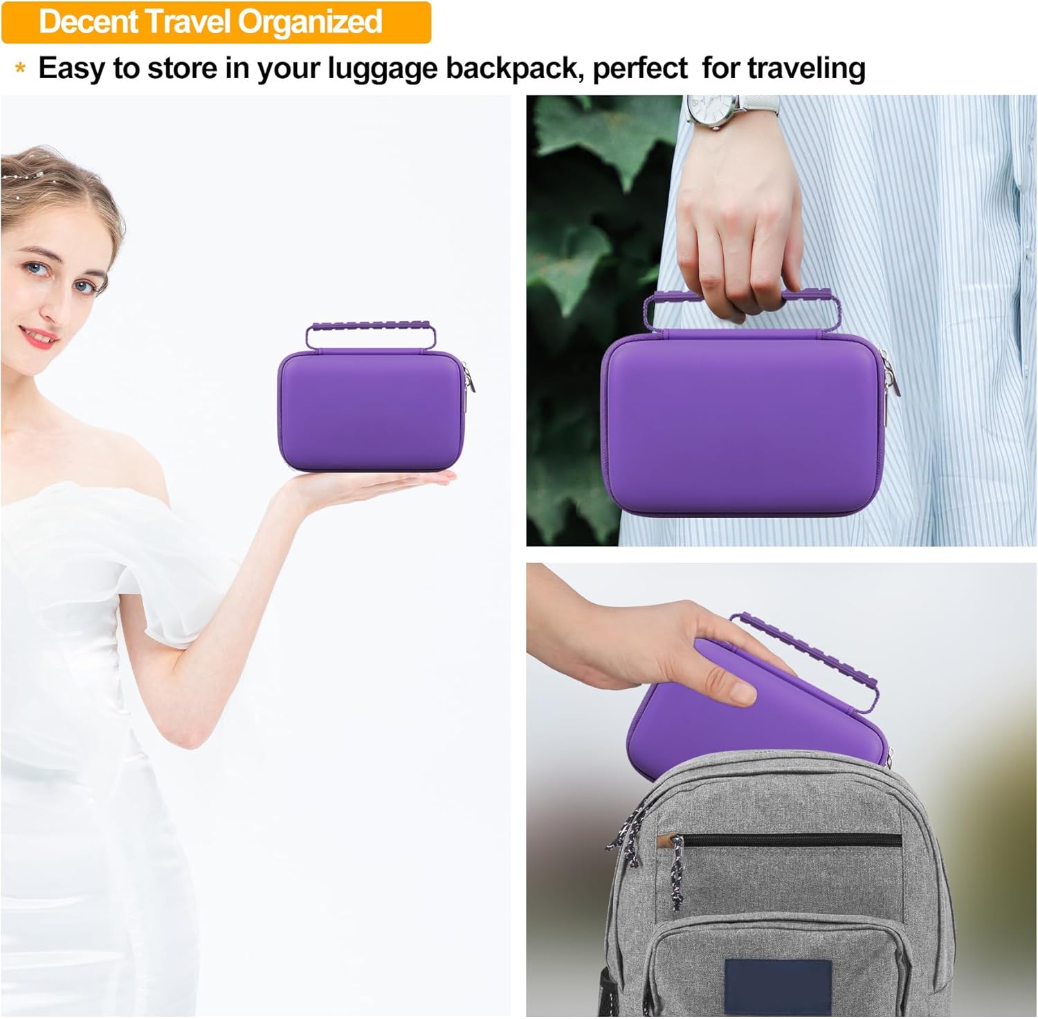 Elonbo Carrying Case for GiipGoop/Anbernic RG34XX Retro Handheld Game Consoles, RG34XX Classic Retro Gaming Console Portable Gaming Console Storage Bag, Linux System Games Organizer Holder, Purple
