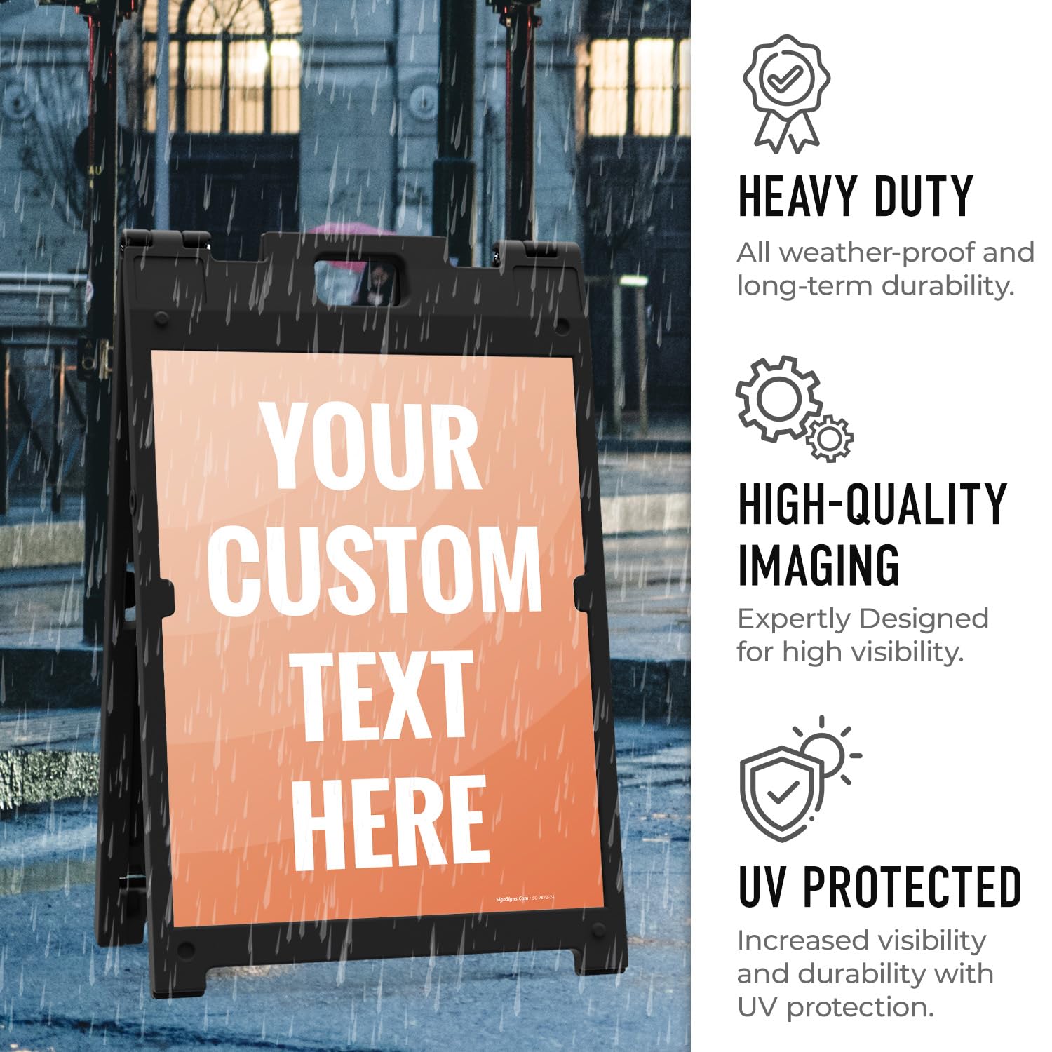 Sigo Signs Custom A-Frame Sandwich Board Kit - 18x24 Inch Double-Sided Sign With Stand, Made In USA