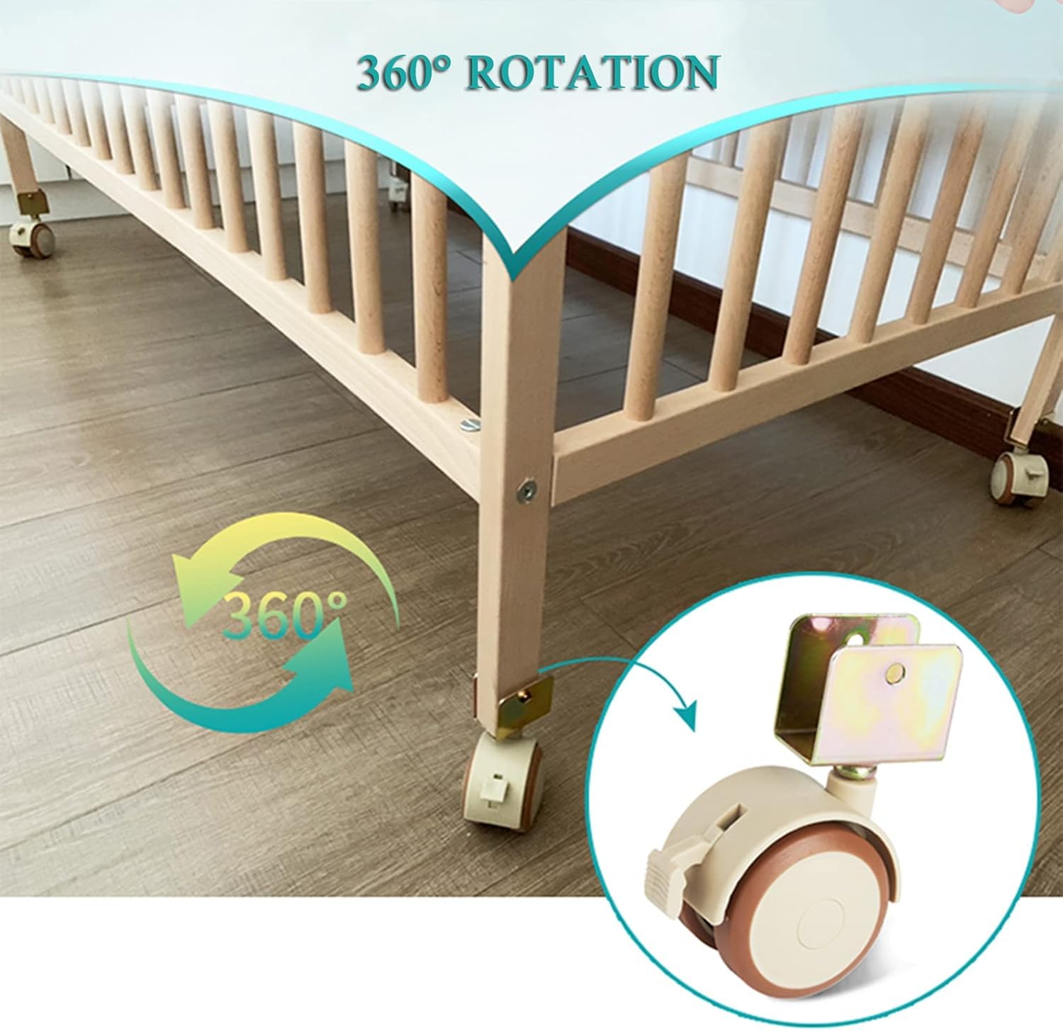 4 pièces roulettes pivotantes avec support en U, roulettes pivotantes pour jardinières, avec frein, pour lit d'enfant, lit bébé, berceau à roulettes (30mm)