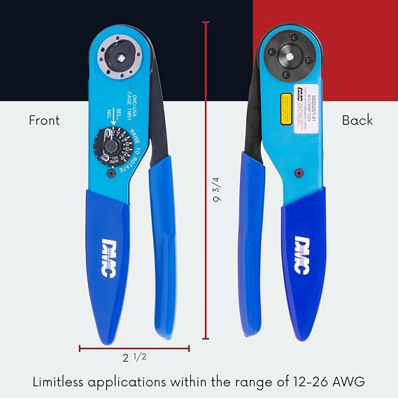 DMC AF8 Crimp Tool, 8 Indent Crimp, Qualified to M22520/1-01, Wire Range 12-26 AWG