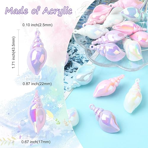 Miniatura 2 de Ipotkitt 20 piezas de 4 colores acrílicos de mar playa AB Color Conch Dijes en espiral Conchas de mar Dijes para collar, pulsera, aretes, bricolaje