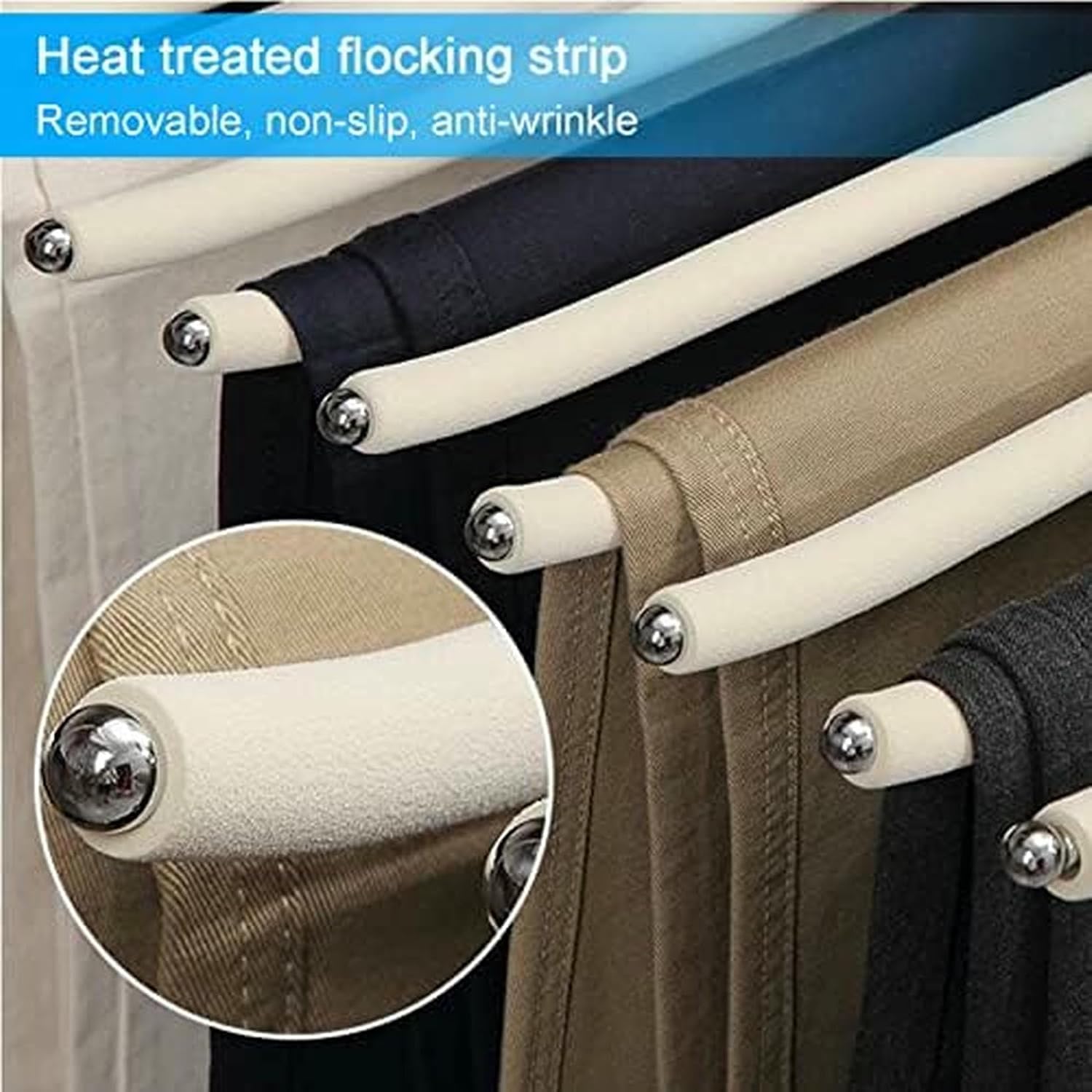 Adjustable Multi-Arm Wardrobe Hanger, 58.5x45.8cm Space-Saving Valet Rod, Versatile Black Clothes Organizer Rack for Closet & Accessories, Ideal for Home & Travel image 3