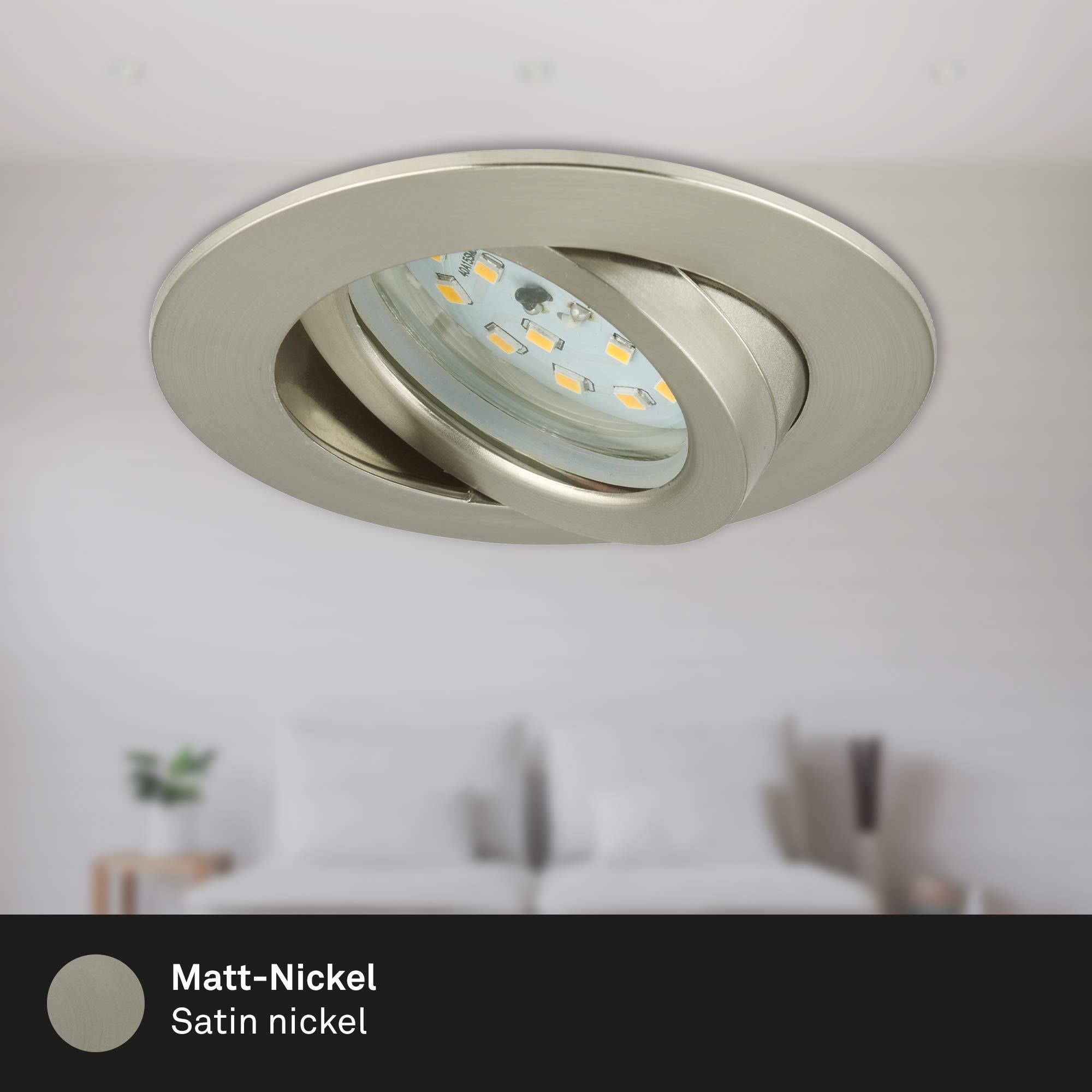 BRILONER LED Einbauleuchten Attach matt-nickel 3er Set Deckenspot Lampen