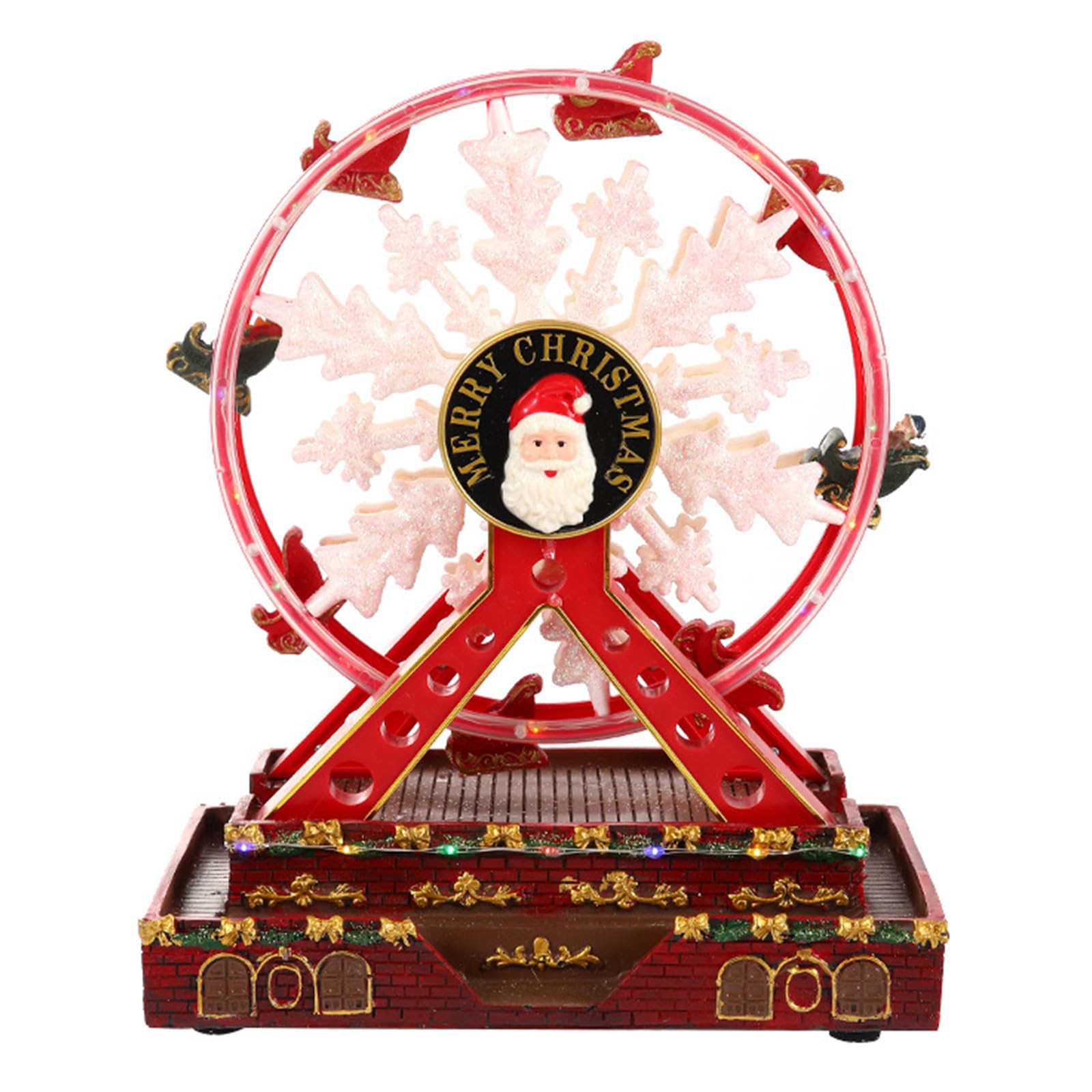 Grande roue de Noël animée avec lumières LED musique et décorations faites main