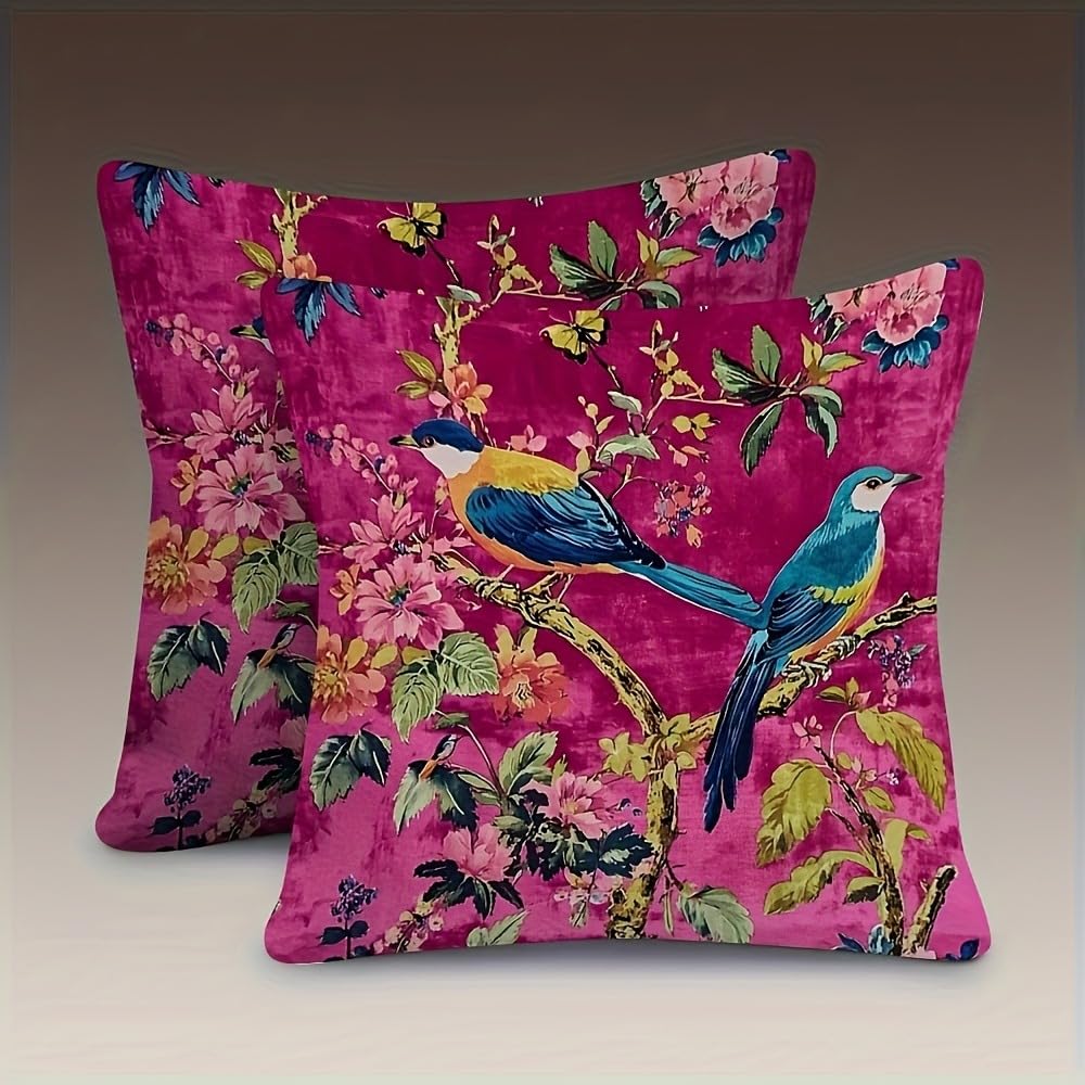 PVOODIRE 2 Pack Bird Cushion Covers 40x40cm Short Plush No Insert — image 1
