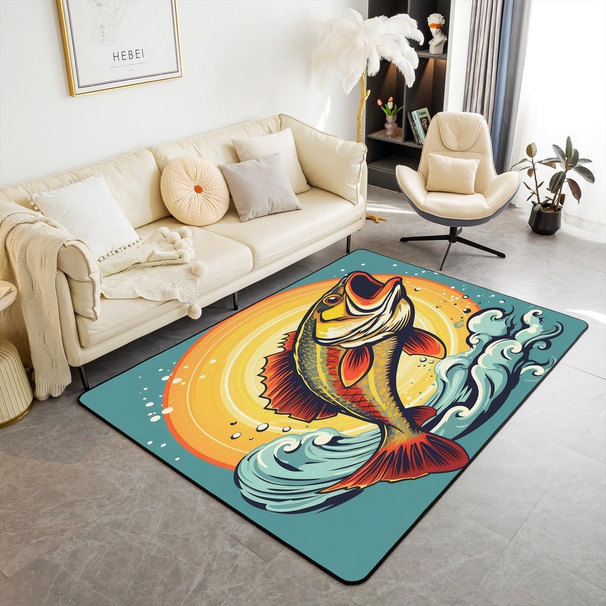 jejeloiu Dog Area Rug for Kids Boys Girls Cute Cartoon Dogs Area Rug 5x7 Pet Puppy Animal Design Living Room Rugs Room Decorations Cherry Blossoms Indoor Floor Mat Decorative Rug