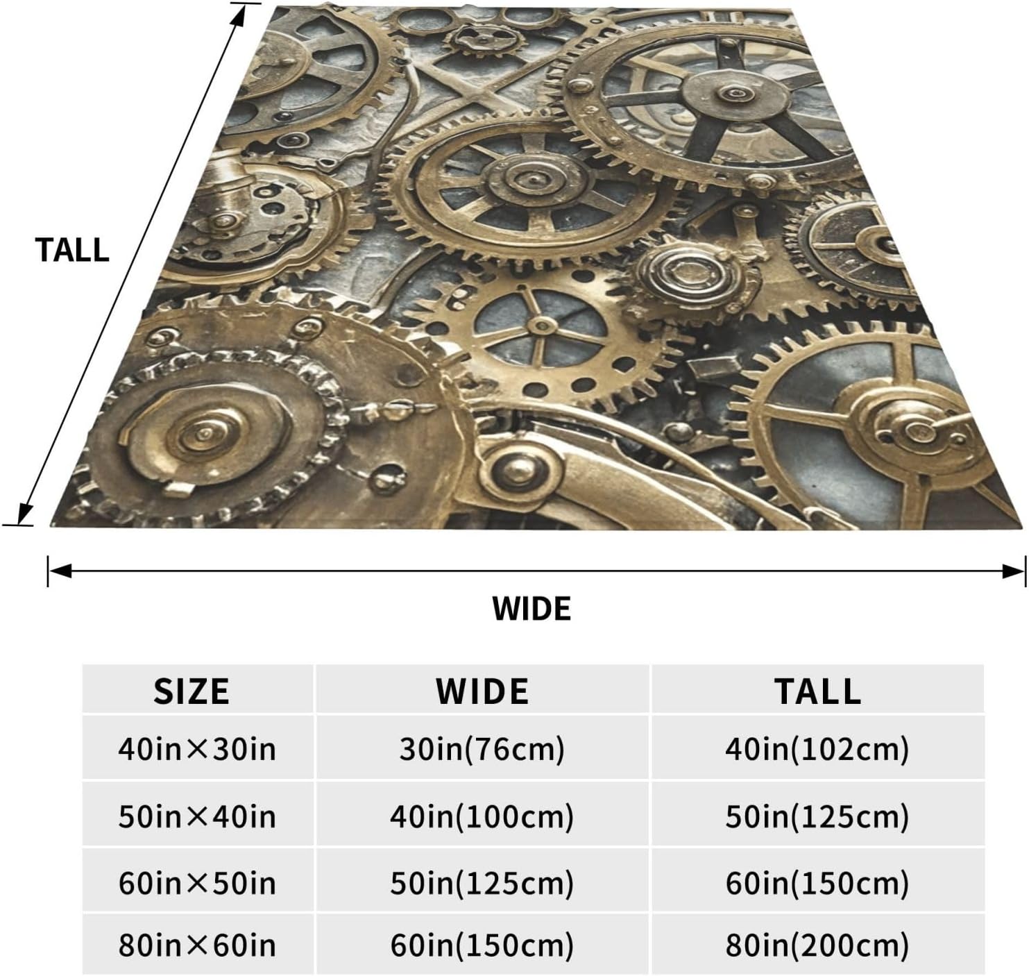 Fleece Throw Blanket for Couch,Ultra Soft Cozy Sherpa Flannel Blanket,No Shed No Pilling Luxury Plush Lightweight Bed Blankets Cool Steampunk Gears All Season Blankets for Travel 60"x50" image 3
