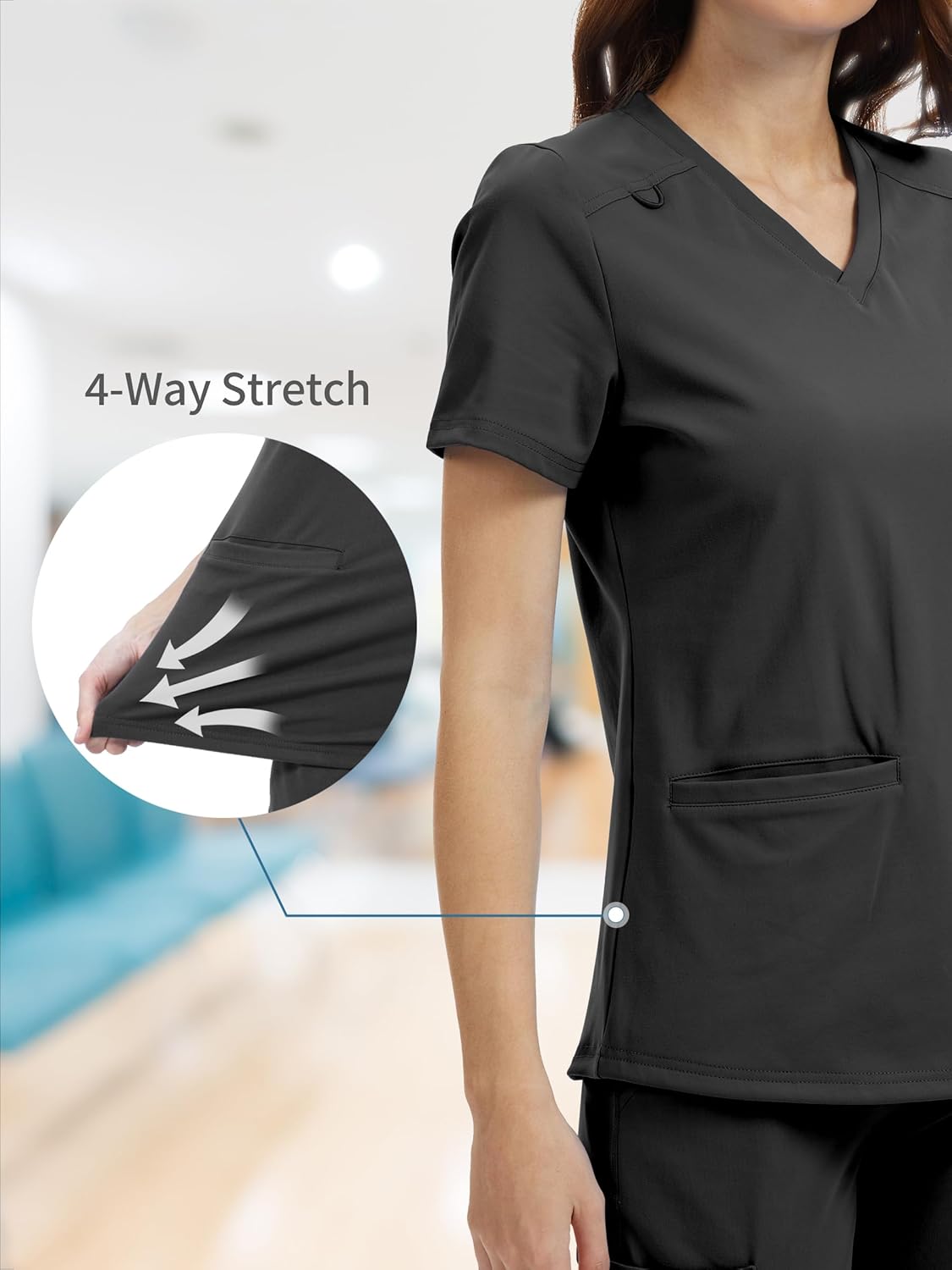 Scrub Tops for Women - V-Neck with 2 Pockets, Soft 4-Way Stretch, Anti-Wrinkle & Easy Care for Medical Uniforms - Image 4