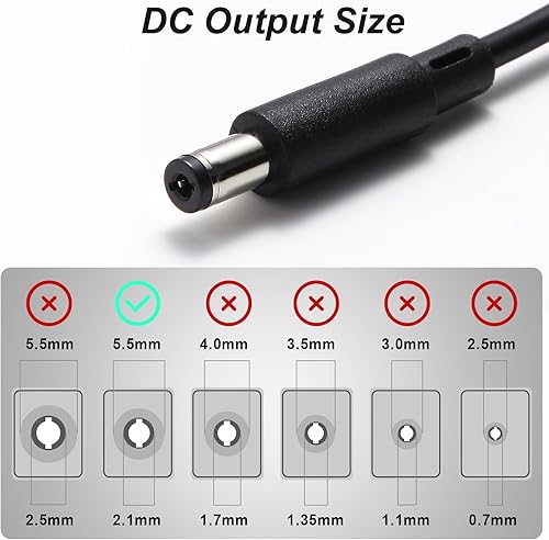 Miniatura 4 de AOYADAISU Adaptador de fuente de alimentación de 12 V 5 A, con certificación UL, fuente de alimentación de 12 V 60 W con enchufe de 0.217 x 0.083 in