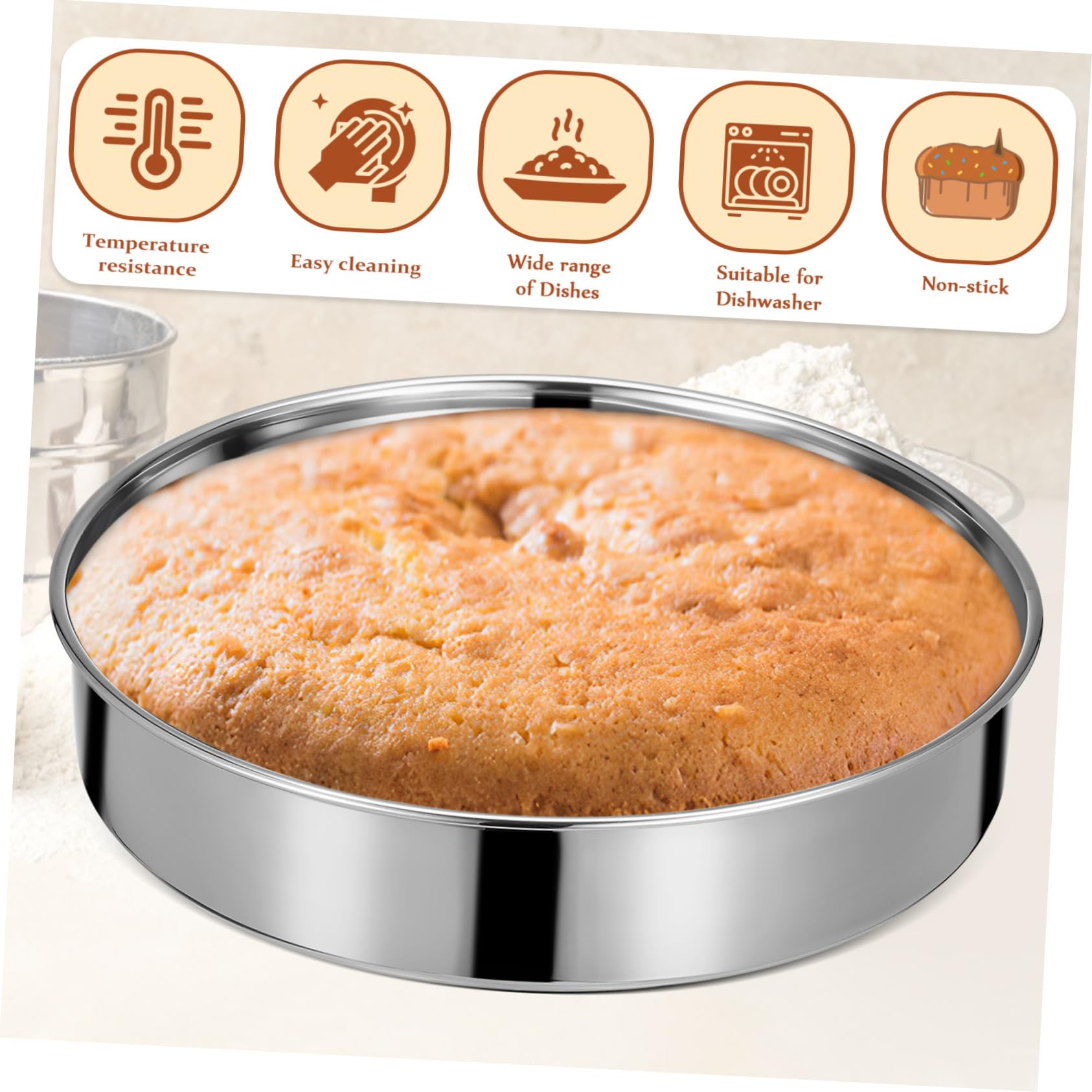 Mobestech 2pièces Lot De Moules à Gâteau Ronds Acier Inoxydable Pour Cuisson Et Service Plats