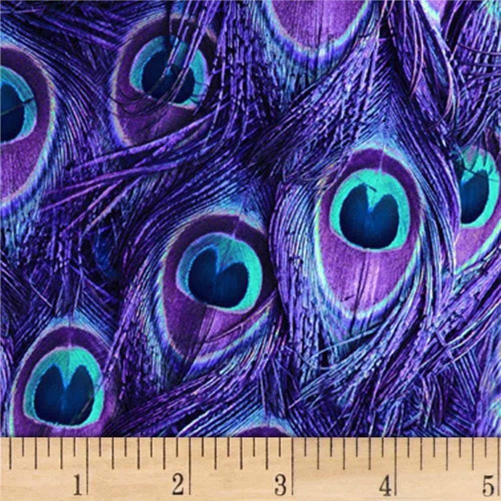 Hoffman Fabrics Digital Proud As A Peacock Eye Feathers Purple Haze Fabric Fabric by the Yard