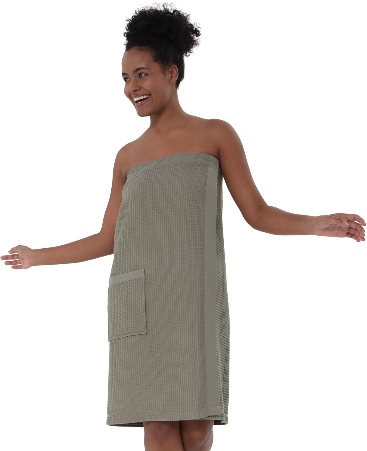 SEYANTE Women's Organic Waffle Spa Wrap, GOTS Certified 100% Turkish Cotton, Lightweight Bath Towel Wrap Adjustable Closure