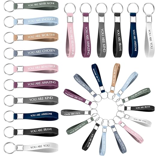 30 Pcs Inspirational Quote Keychains Motivational Key Rings Employee Teacher Appreciation Gifts Thank You Gift (Bright Color)