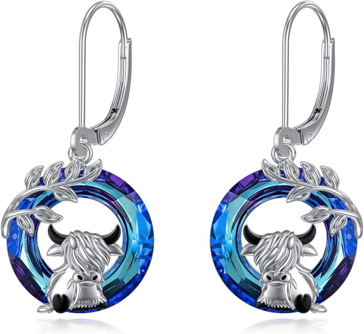 Animal Earrings Sterling Silver Axolotl/Highland Cow/Elephant/Cat/Sloth/Dinosaur Dangle Drop Leverback Earrings Animal Jewelry Gifts for Women Girls