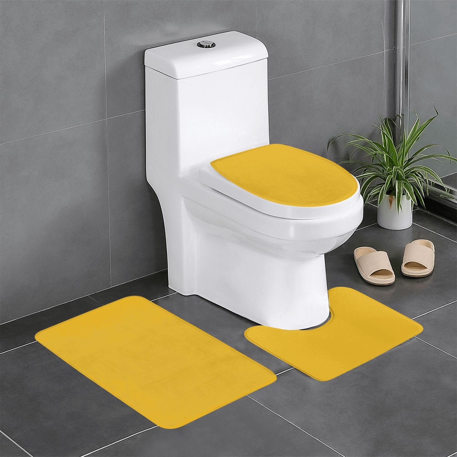 Tapis de salle de bain lot de 3 chic doré pour habiller vos toilettes
