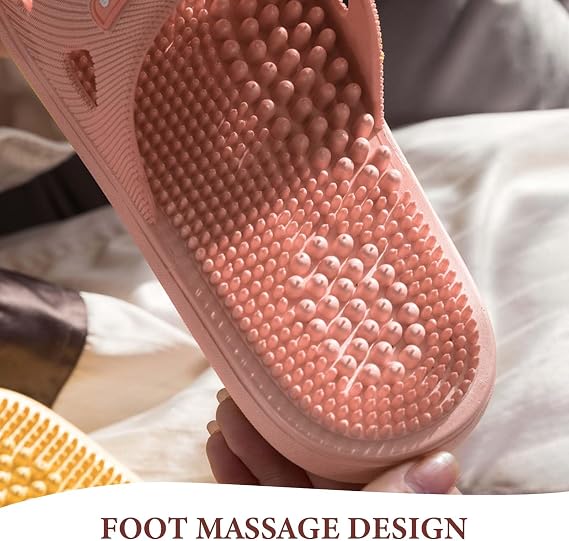 Zimoer Foot Massage Slippers Acupressure Massage Shoes for Men Women, Non-Slip Slippers Sandals Foot Massager for Plantar Fasciitis, Relieves Fatigue, Promotes Blood Circulation (Pink, 36)