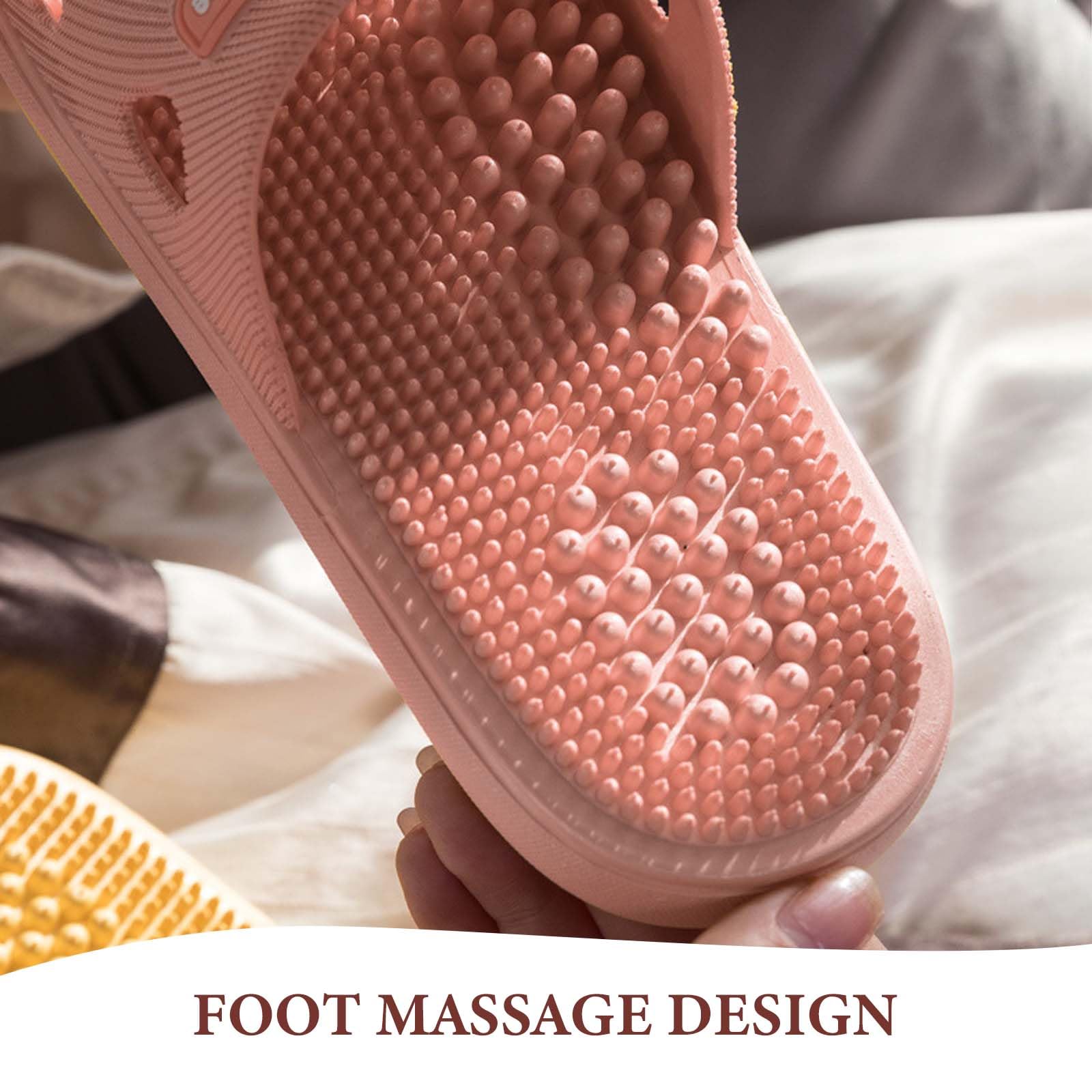Zimoer Pantofole Per Agopressione, Massaggio Piedi Per Donna Uomo, Da Casa Doccia Sandali Sollievo Dolore Plantare Fascite Plantare (Rosa, 38)