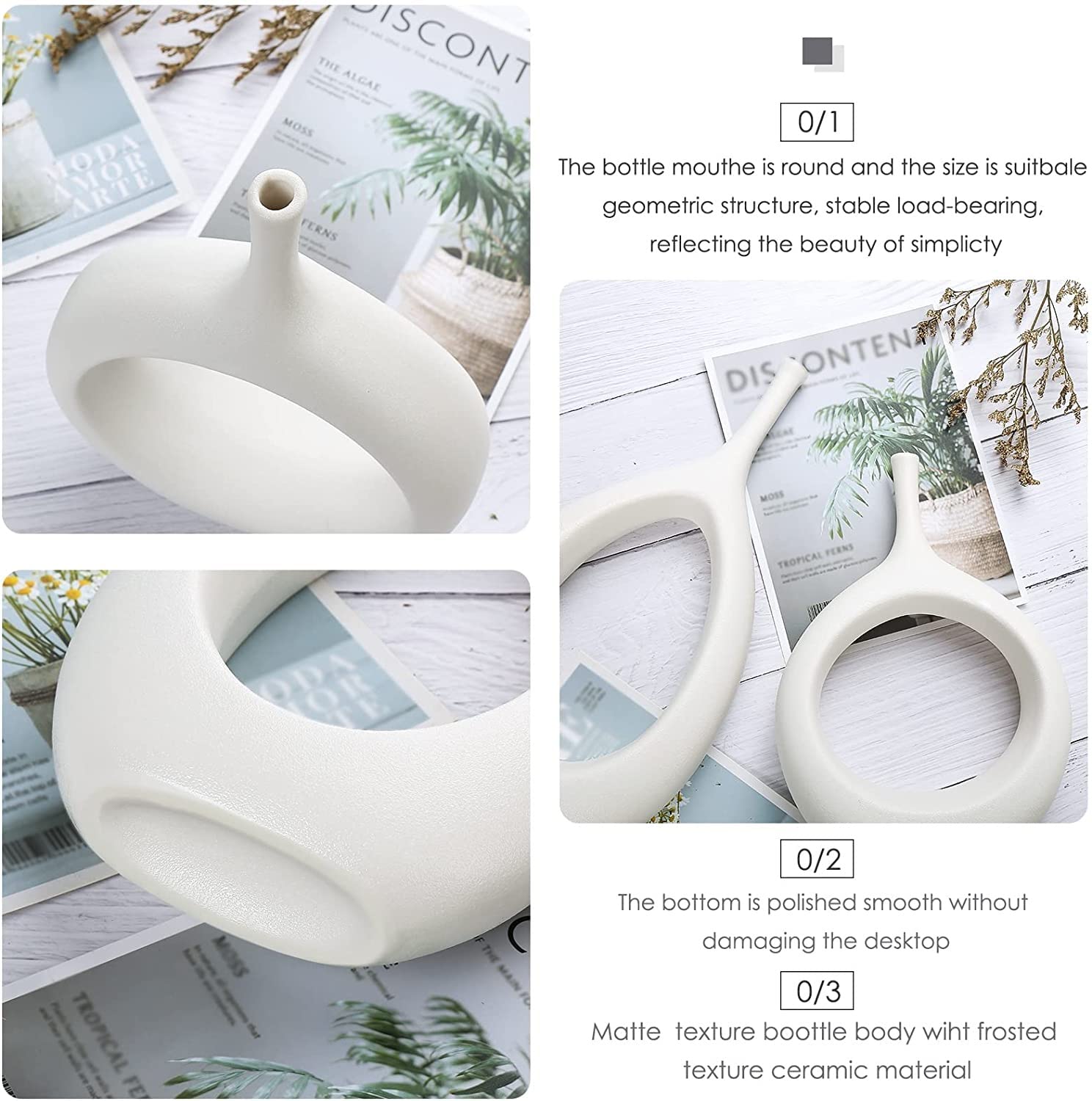 Keramikvasen, 2er-Set, dekorative Vase als Tafelaufsatz Hochzeit, Esstisch