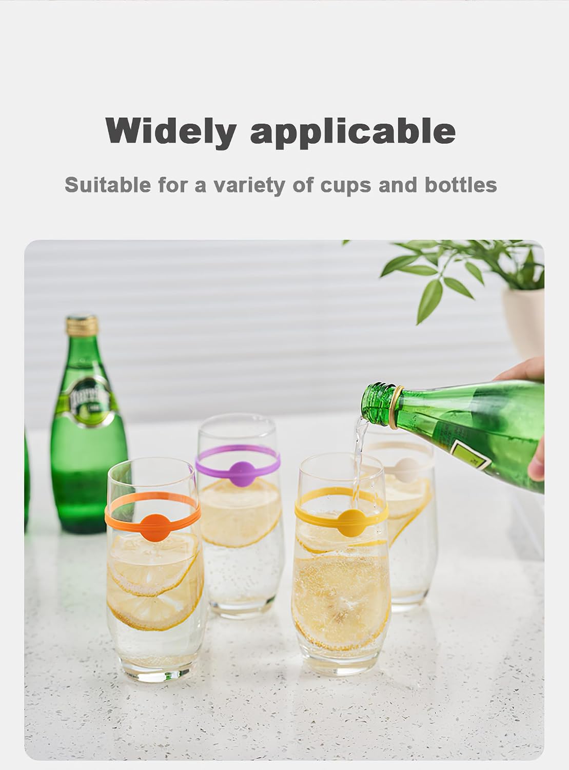 12-Piece Drink Markers - Wine Glass Charms for Parties, Silicone Markers for Drinks, Solution for Guest Identification