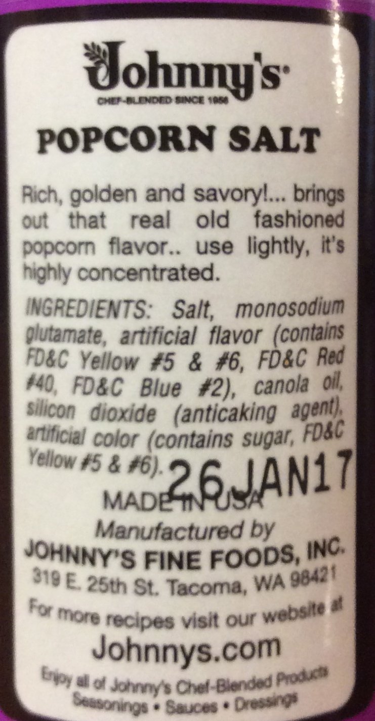 Johnny's Gluten Free POPCORN SALT 4.75oz (3 Pack)