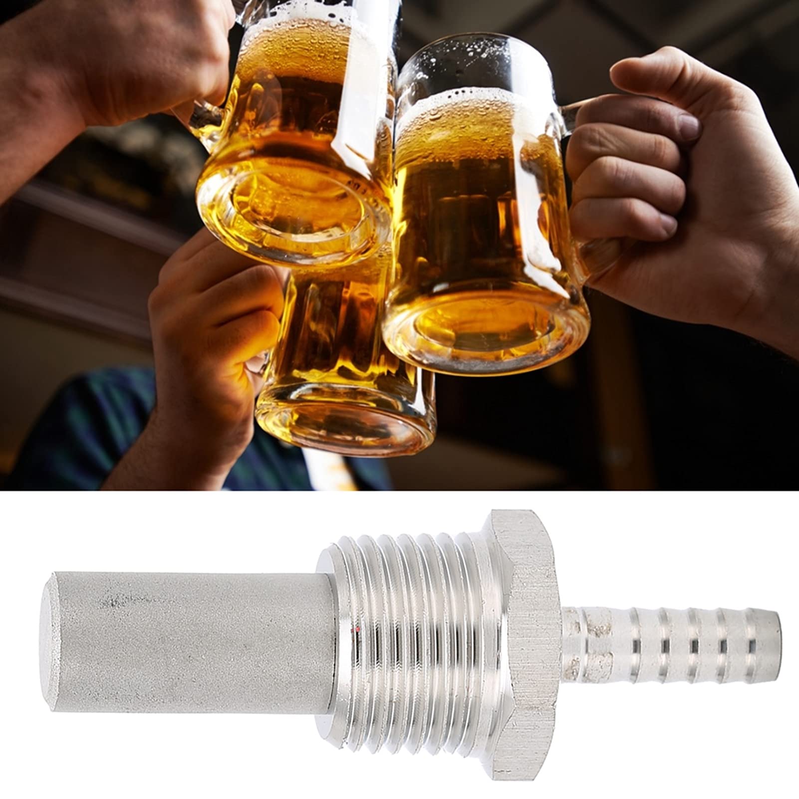 Zunate 0.5?m Stainless Steel Aeration Stone, Beer Oxygenation Diffuser, for 1/2MPT Home Brewing Bar Home Beer Tool