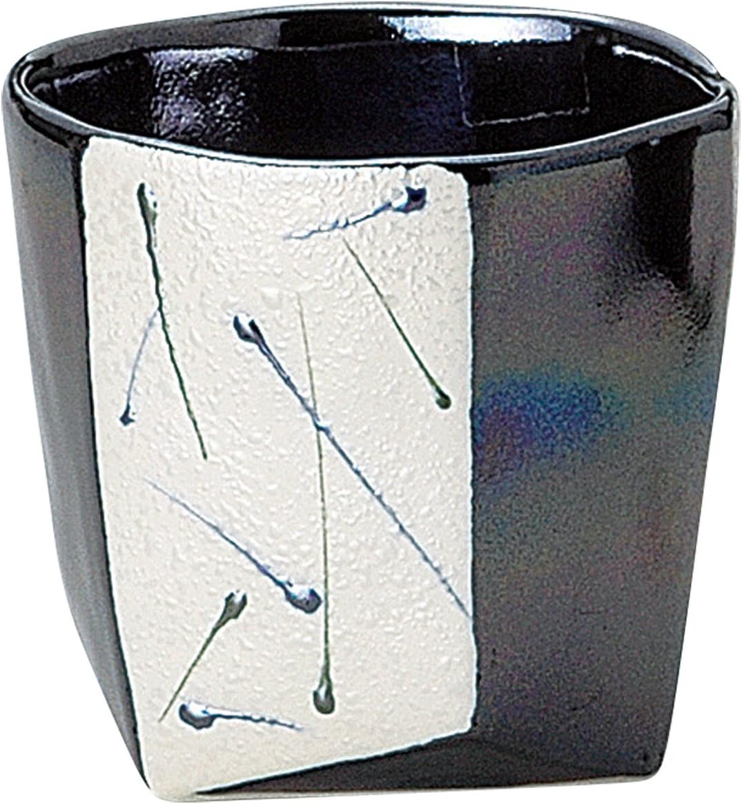 Sohine 350-02-023 Ceramic Tumbler, Blue Luster, Room Planning, Rock Glass, Black, Approx. 3.7 x 3.6 x 3.5 inches (9.5 x 9.2 x 9 cm)