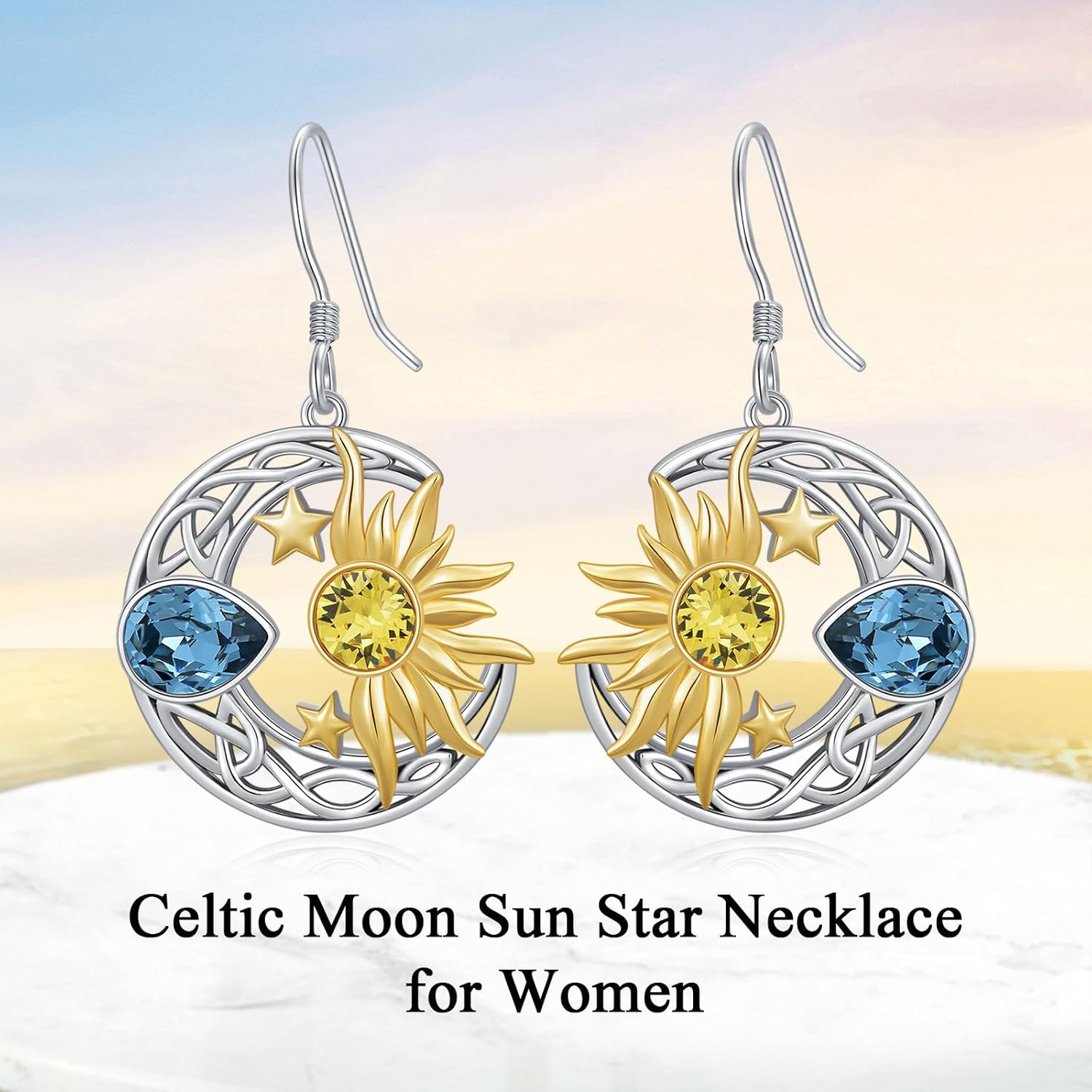 AOBOCO 925 Sterling Silver Sun and Moon Star Earrings Birthday Christmas Valentines Day Mothers Day Jewelry Gift for Women Girls Mom - Image 6