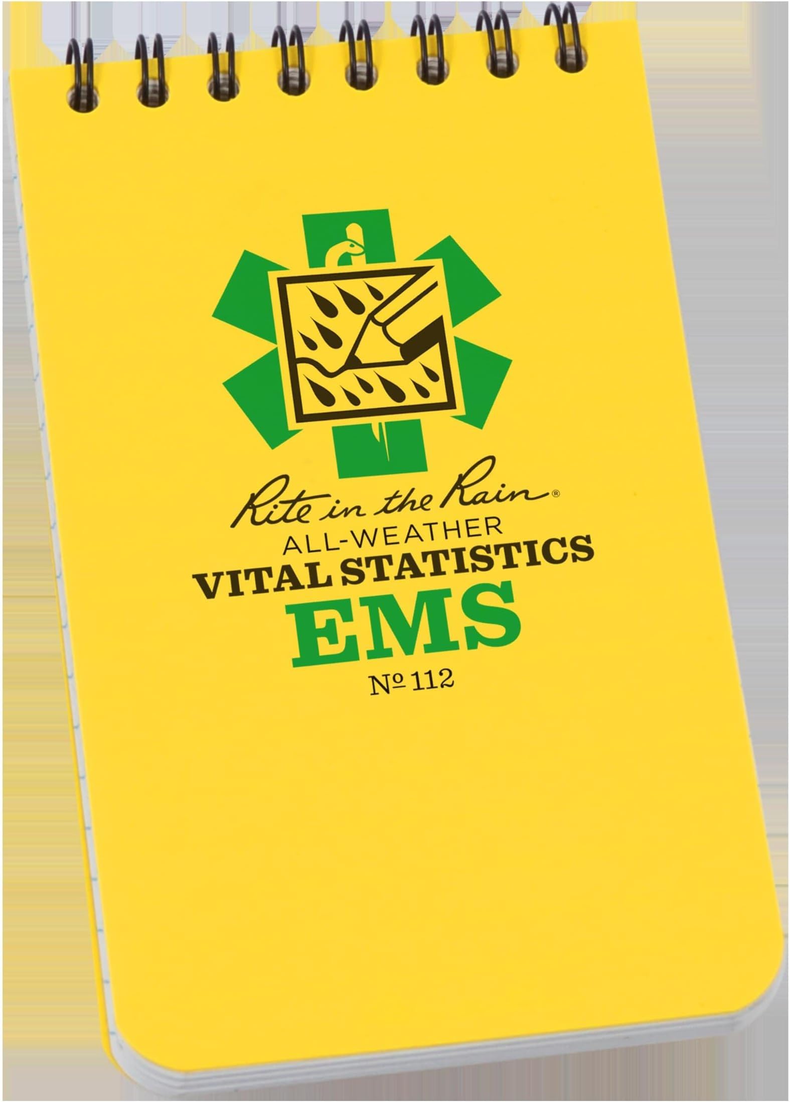 Rite in The Rain Weatherproof EMS Notebook, 3" x 5", Yellow Cover, Vital Stats Pages (No. 112)