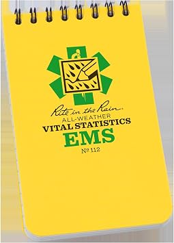 Rite in The Rain Weatherproof EMS Notebook, 3" x 5", Yellow Cover, Vital Stats Pages No. 112
