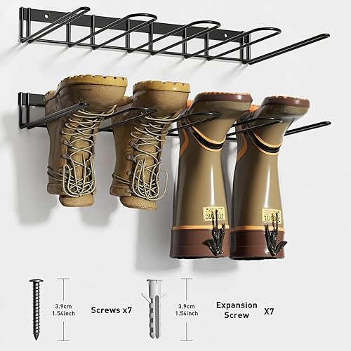 Miniatura 5 de Estante para Botas Colgador de Waders Montado en Pared - (4 Pares) Organizador de Botas de Metal Resistente, Soporte Alto para Zapatos para Armario,