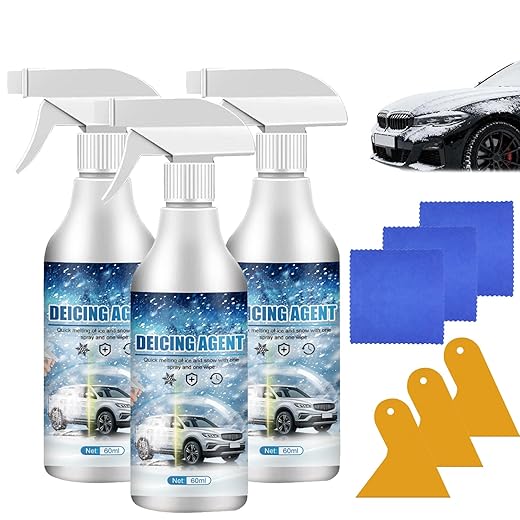 3 Pcs De - Icer for Car Windshield Defroster, Window Snow Spray, Deicing Spray, Melting Spray, Deicer for Car Windshield, Winter Car Essentials, Fast Ice & Snow Melting Spray
